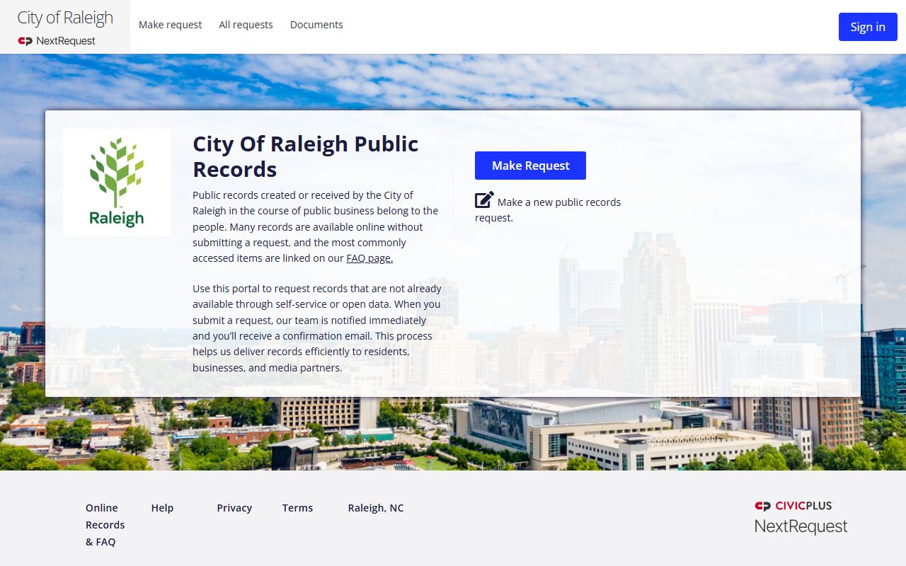 Raleigh public records portal white pages request system