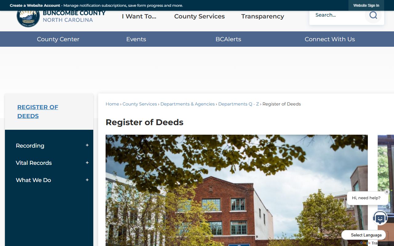 Buncombe County Register of Deeds white pages public records portal