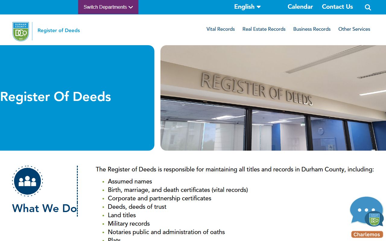 Durham County Register of Deeds white pages public records