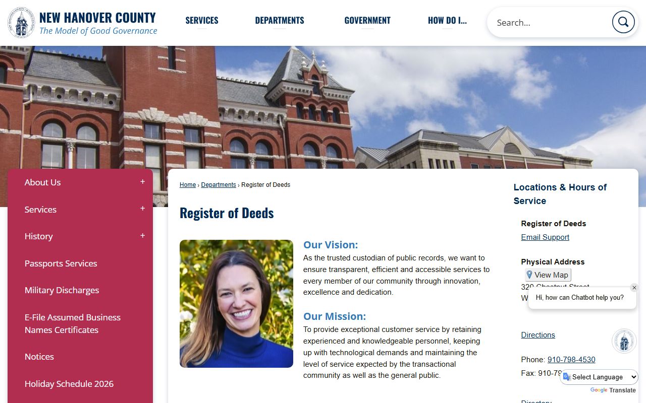 New Hanover County Register of Deeds white pages public records search