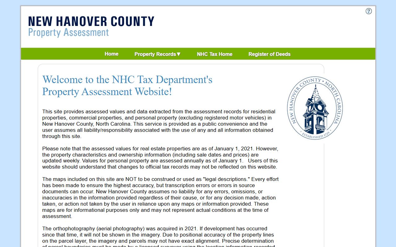 New Hanover County tax records white pages property search