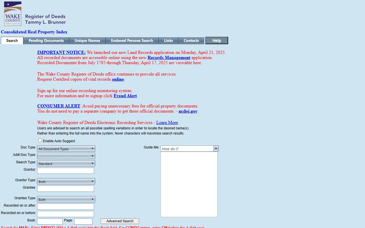 Wake County property search tool for white pages public records