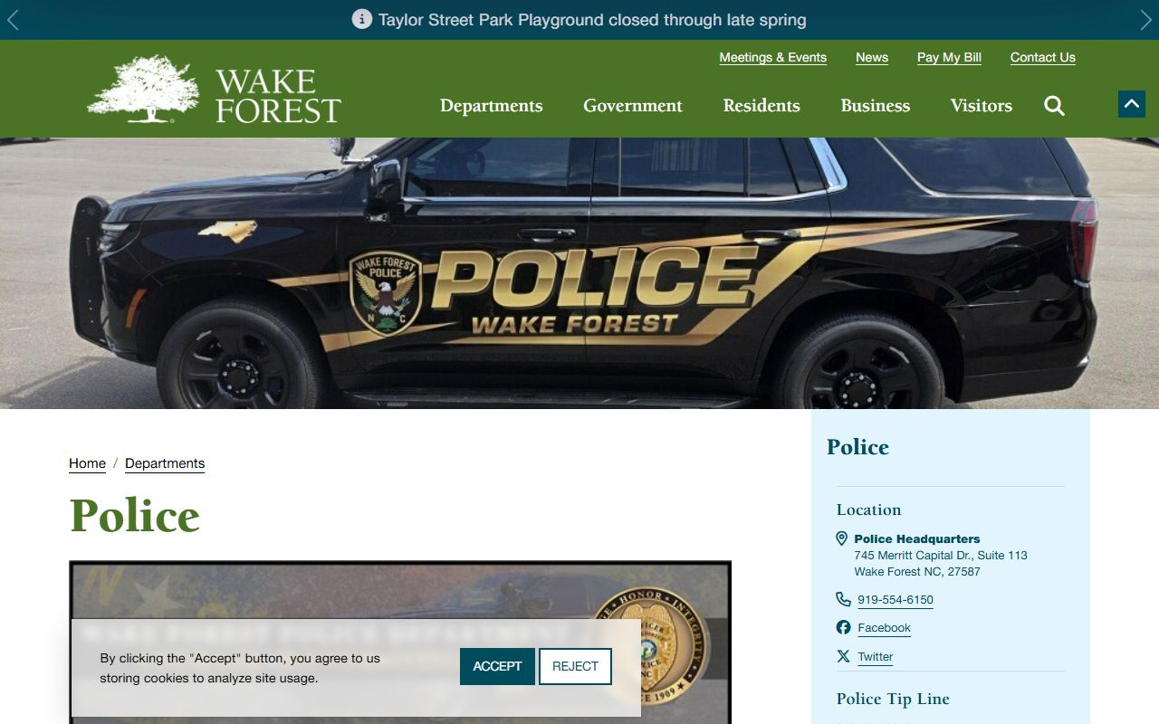 Wake Forest Police Department white pages Wake County public records