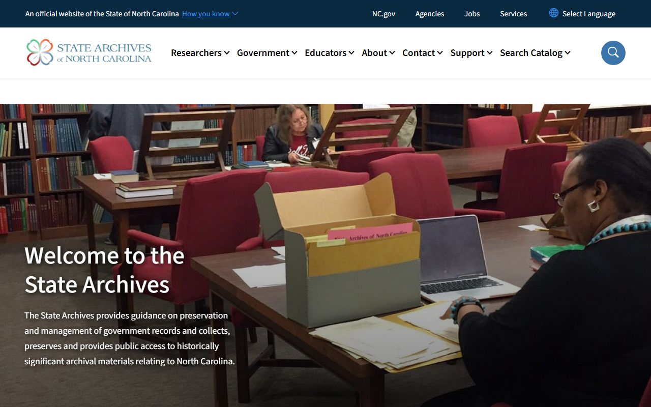 North Carolina State Archives white pages historical records