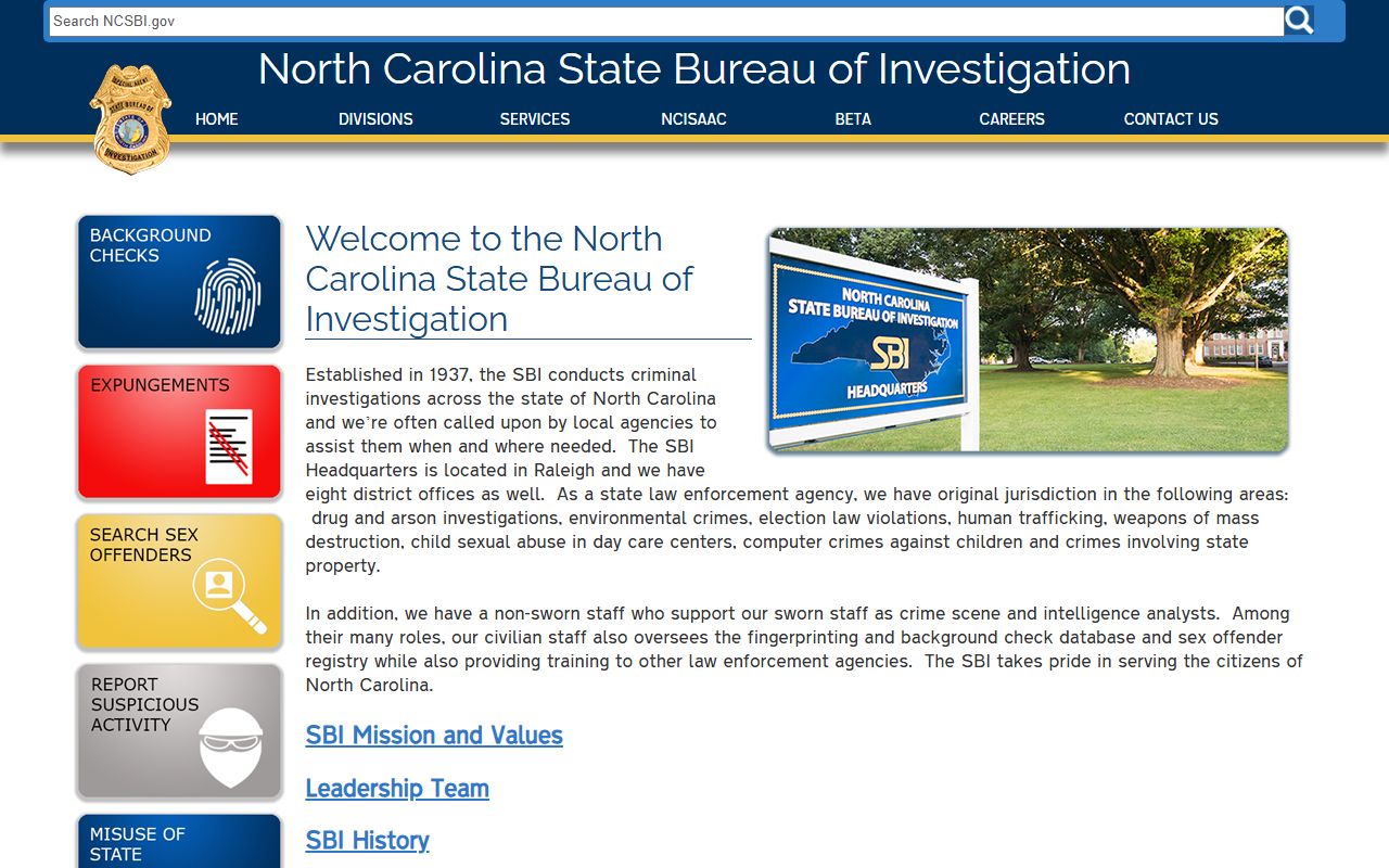 North Carolina SBI white pages criminal record searches